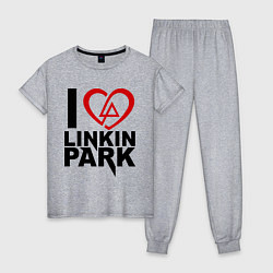 Пижама хлопковая женская I love Linkin Park, цвет: меланж