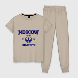 Пижама хлопковая женская MGU Moscow University, цвет: миндальный