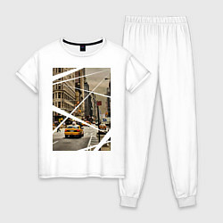 Пижама хлопковая женская NY Taxi, цвет: белый