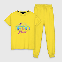 Пижама хлопковая женская Retrowave Spacetraveling, цвет: желтый