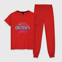 Пижама хлопковая женская Retrowave Spacetraveling, цвет: красный