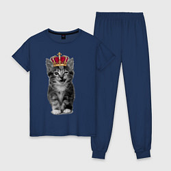 Пижама хлопковая женская Meow kitten, цвет: тёмно-синий