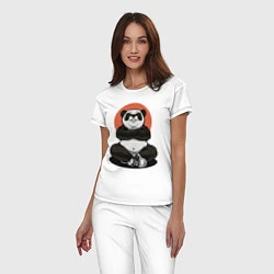 Пижама хлопковая женская Злая панда, цвет: белый — фото 2