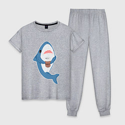 Пижама хлопковая женская Hype Shark, цвет: меланж