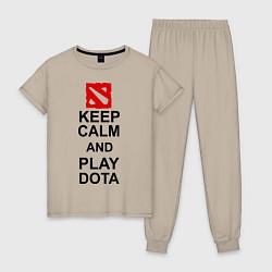 Пижама хлопковая женская Keep Calm & Play Dota, цвет: миндальный