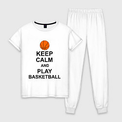 Пижама хлопковая женская Keep Calm & Play Basketball цвета белый — фото 1
