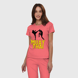 Пижама хлопковая женская Muay Thai, цвет: коралловый — фото 2