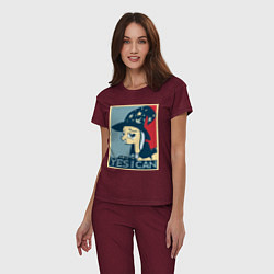 Пижама хлопковая женская MLP: Yes I Can, цвет: меланж-бордовый — фото 2