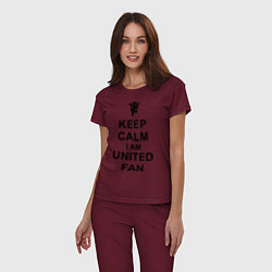 Пижама хлопковая женская Keep Calm & United fan, цвет: меланж-бордовый — фото 2