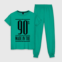 Пижама хлопковая женская Made in the 90s цвета зеленый — фото 1