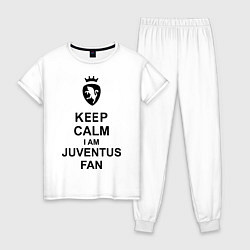 Пижама хлопковая женская Keep Calm & Juventus fan, цвет: белый