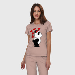 Пижама хлопковая женская Поцелуй панды: для нее, цвет: пыльно-розовый — фото 2