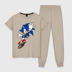 Пижама хлопковая женская Sonic, цвет: миндальный