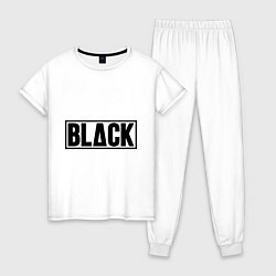 Пижама хлопковая женская BLACK цвета белый — фото 1