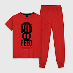 Пижама хлопковая женская Mid or feed, цвет: красный