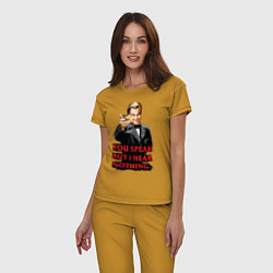 Пижама хлопковая женская Gatsby: You Speak, цвет: горчичный — фото 2