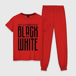 Пижама хлопковая женская Juventus: Black & White, цвет: красный