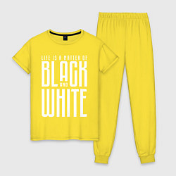 Пижама хлопковая женская Juventus: Black & White, цвет: желтый