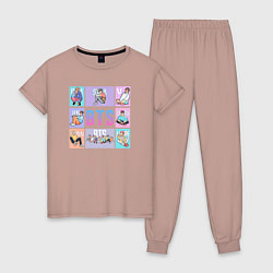 Пижама хлопковая женская BTS Boys, цвет: пыльно-розовый