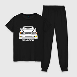 Пижама хлопковая женская Toyota Chaser JZX100, цвет: черный