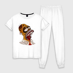 Пижама хлопковая женская Гомер-Зомби, цвет: белый