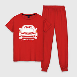 Пижама хлопковая женская Honda Accord 8, цвет: красный