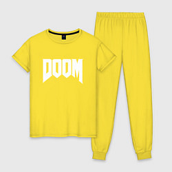 Пижама хлопковая женская DOOM, цвет: желтый