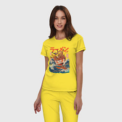 Пижама хлопковая женская Great Ramen: Kanagawa, цвет: желтый — фото 2