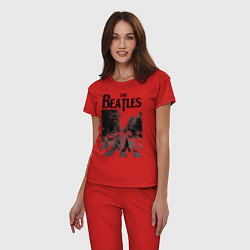 Пижама хлопковая женская The Beatles: Mono Abbey Road, цвет: красный — фото 2