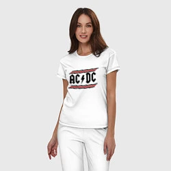 Пижама хлопковая женская AC/DC Voltage, цвет: белый — фото 2