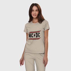 Пижама хлопковая женская AC/DC Voltage, цвет: миндальный — фото 2
