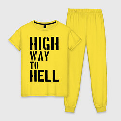 Пижама хлопковая женская High way to hell цвета желтый — фото 1