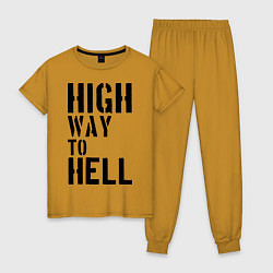 Пижама хлопковая женская High way to hell, цвет: горчичный