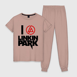 Пижама хлопковая женская I love Linkin Park, цвет: пыльно-розовый