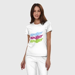 Пижама хлопковая женская Skillet Tricolor, цвет: белый — фото 2