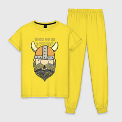 Пижама хлопковая женская Born to be a Viking, цвет: желтый