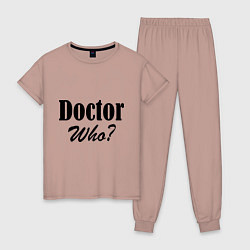 Пижама хлопковая женская Doctor Who?, цвет: пыльно-розовый