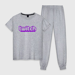 Пижама хлопковая женская Twitch Logo, цвет: меланж