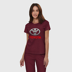 Пижама хлопковая женская TOYOTA, цвет: меланж-бордовый — фото 2