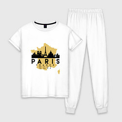Пижама хлопковая женская Париж - Франция, цвет: белый