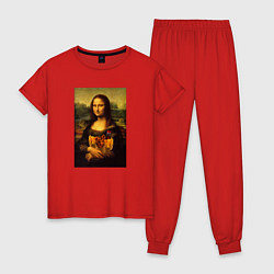 Пижама хлопковая женская Мона Лиза и Фастфуд, цвет: красный