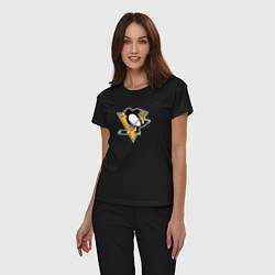 Пижама хлопковая женская Pittsburgh Penguins: Evgeni Malkin, цвет: черный — фото 2