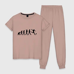 Пижама хлопковая женская Футбольная эволюция, цвет: пыльно-розовый