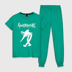 Пижама хлопковая женская Ghostemane цвета зеленый — фото 1