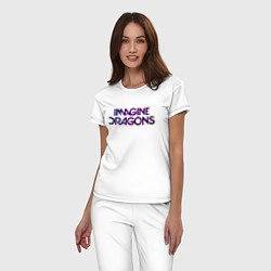 Пижама хлопковая женская IMAGINE DRAGONS, цвет: белый — фото 2