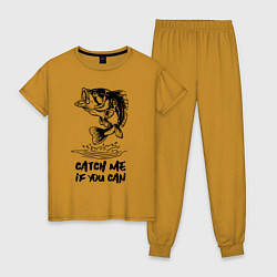 Пижама хлопковая женская Catch me if you can, цвет: горчичный