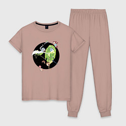 Пижама хлопковая женская Rick Portal, цвет: пыльно-розовый