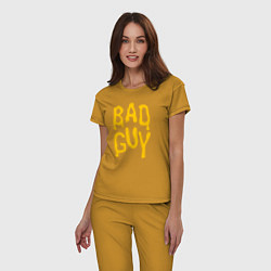 Пижама хлопковая женская Bad Guy, цвет: горчичный — фото 2