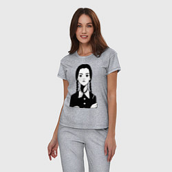Пижама хлопковая женская Wednesday Addams, цвет: меланж — фото 2