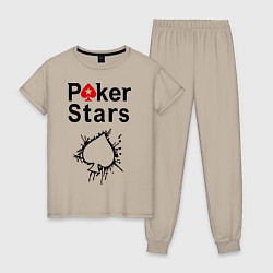 Пижама хлопковая женская Poker Stars, цвет: миндальный
